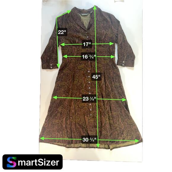 Eddie Bauer Women's Petite 12 Rayon Wool Blend Paisley Button Front Maxi Dress - Picture 7 of 7